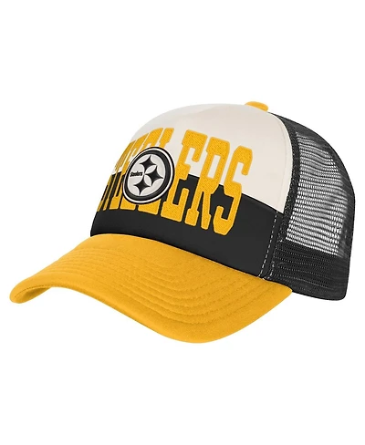 Outerstuff White/Gold Pittsburgh Steelers Modern Fan Trucker Adjustable Hat