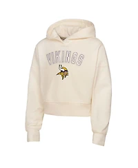 Outerstuff Big Girls Cream Minnesota Vikings Oversized Cropped Blitz Hoodie