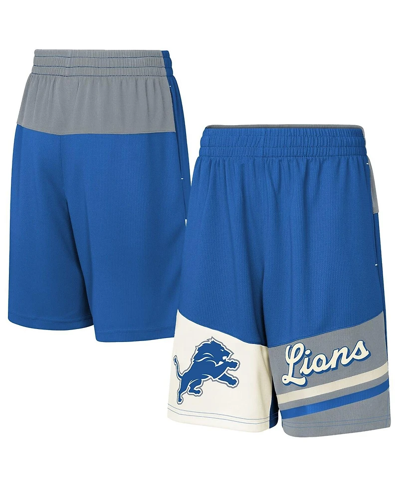 Outerstuff Big Boys and Girls Blue Detroit Lions Fandemonium Mesh Shorts