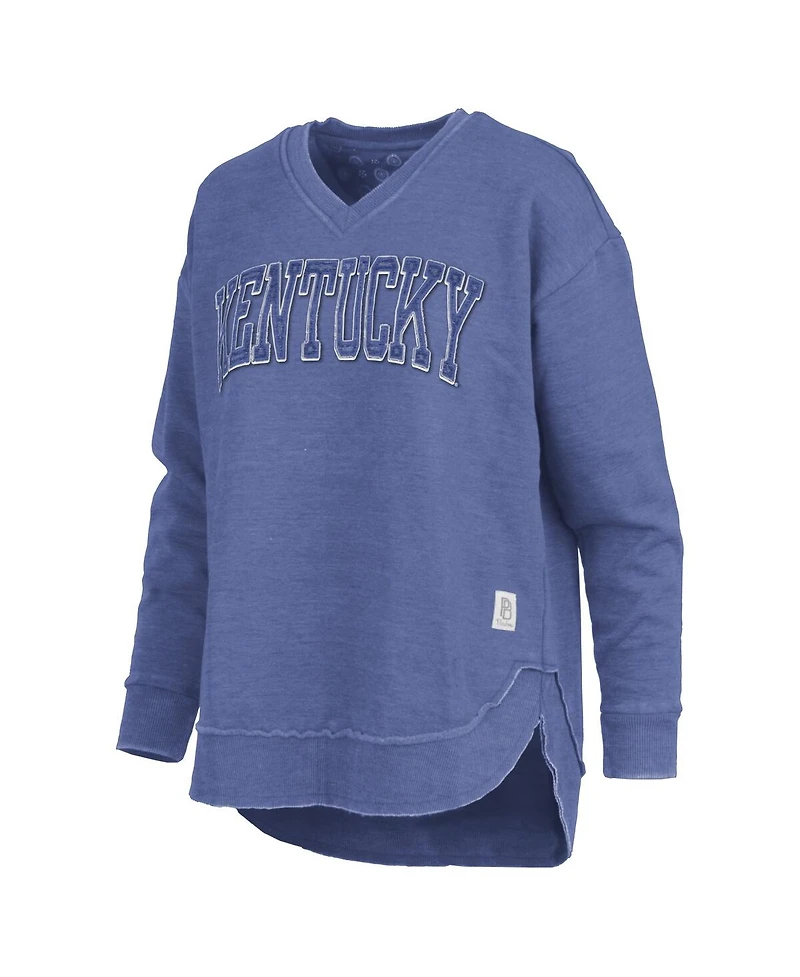 Pressbox Women's Royal Kentucky Wildcats Westin Poncho V-Neck Pullover Sweatshirt
