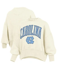 Pressbox Women's Natural North Carolina Tar Heels Oversized Waist-Length Crewneck Sweatshirt