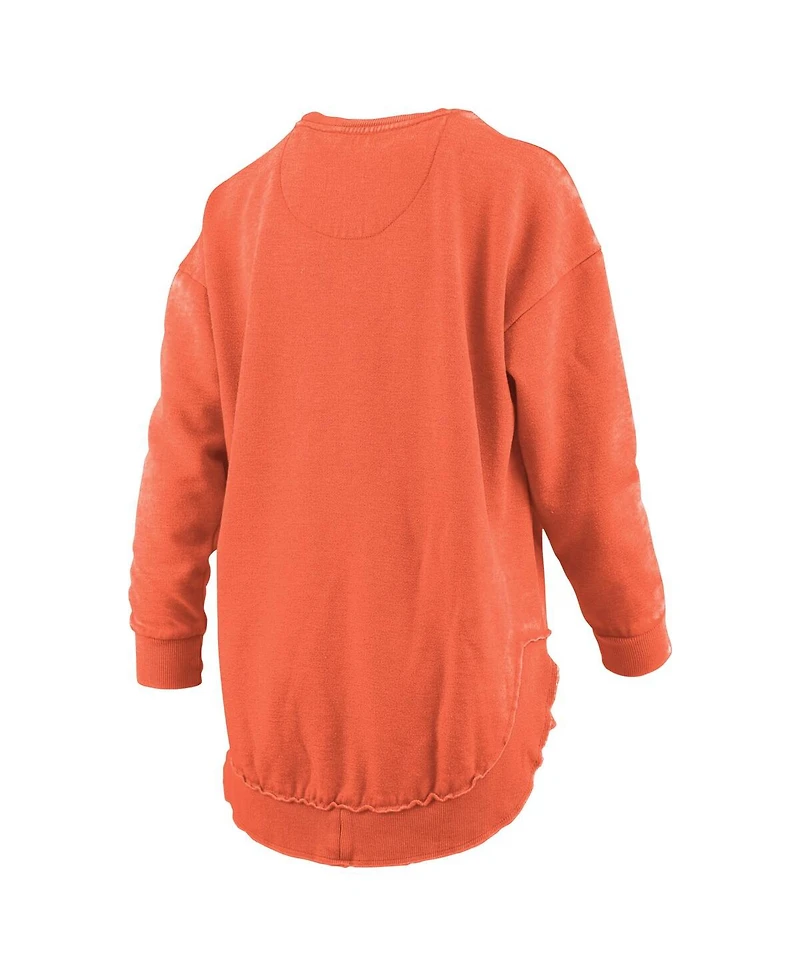 Pressbox Women's Orange Clemson Tigers Melange Poncho Vintage Fleece Long Sleeve Pullover Sweatshirt