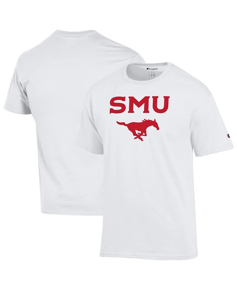 Champion Men's White Smu Mustangs Arched Logo T-Shirt