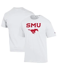 Champion Men's White Smu Mustangs Arched Logo T-Shirt
