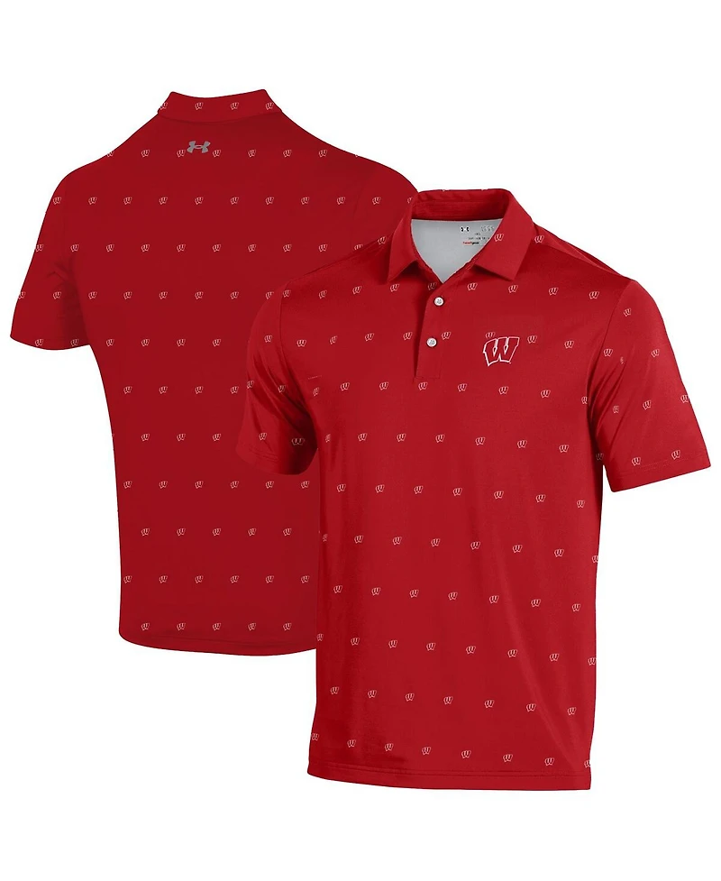 Under Armour Men's Red Wisconsin Badgers Gameday Armourfuse Polo Shirt