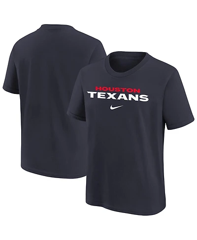 Nike Big Boys and Girls Navy Houston Texans Team Wordmark T-Shirt