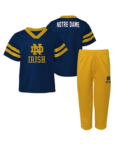 Outerstuff Toddler 2-Piece Navy/Gold Notre Dame Fighting Irish Red Zone V-Neck Top and Pants Set