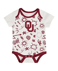 Outerstuff Baby Boys and Girls Oklahoma Sooners 3-Pack All Day Play Bodysuit Set