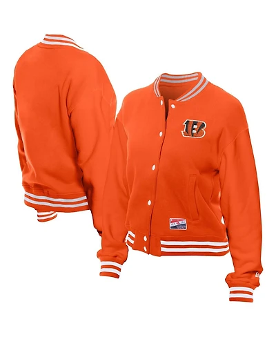 New Era Women's Orange Cincinnati Bengals Throwback Fleece Full-Snap Jacket