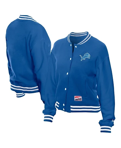 New Era Women's Blue Detroit Lions Throwback Fleece Full-Snap Jacket