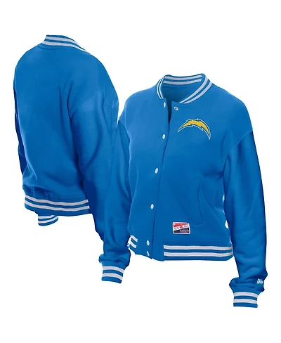 New Era Women's Blue Los Angeles Chargers Throwback Fleece Full-Snap Jacket