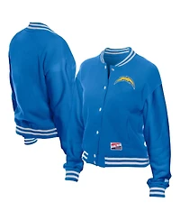 New Era Women's Blue Los Angeles Chargers Throwback Fleece Full-Snap Jacket