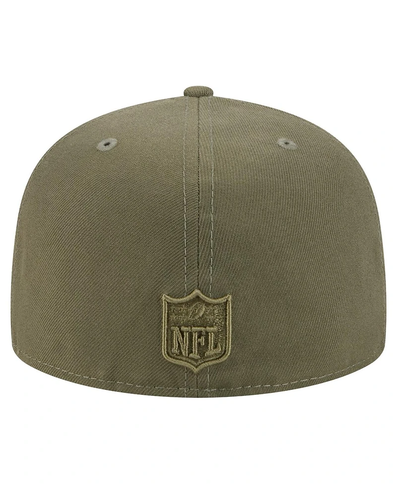 New Era Men's Olive Detroit Lions Color Pack A-Frame 59FIFTY Fitted Hat