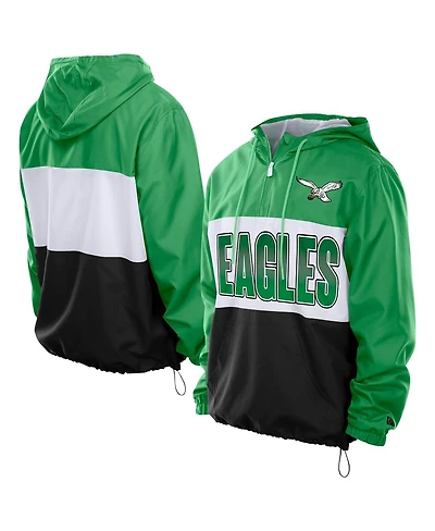 New Era Men's Green Philadelphia Eagles Ripstop Quarter-Zip Hooded Windbreaker