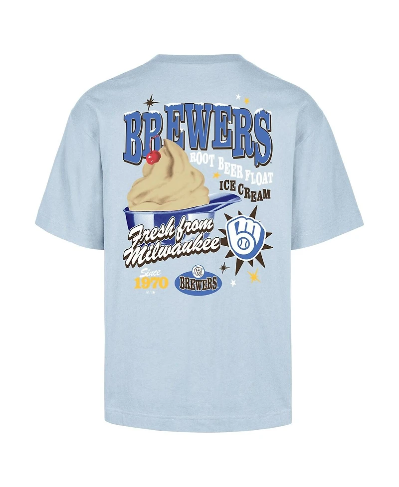 47 Brand Men's Light Blue Milwaukee Brewers Ice Cream Parlor Foundation T-Shirt