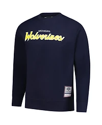 Mitchell & Ness Men's Navy Michigan Wolverines Elite Script Pullover Sweatshirt