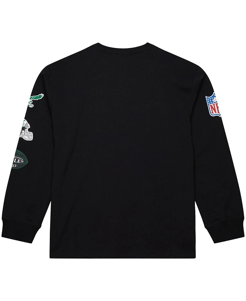Mitchell & Ness Men's Black Philadelphia Eagles Training Camp Vintage Logos Long Sleeve T-Shirt