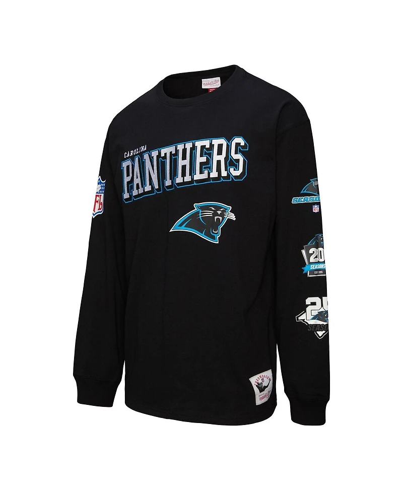 Mitchell & Ness Men's Black Carolina Panthers Training Camp Vintage Logos Long Sleeve T-Shirt