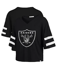 '47 Brand Women's Black Las Vegas Raiders Premier Scout Cropped V-Neck T-Shirt