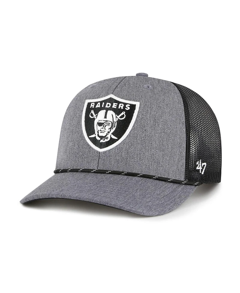 '47 Brand Men's Heather Charcoal Las Vegas Raiders Carbon Rope Trucker Adjustable Hat