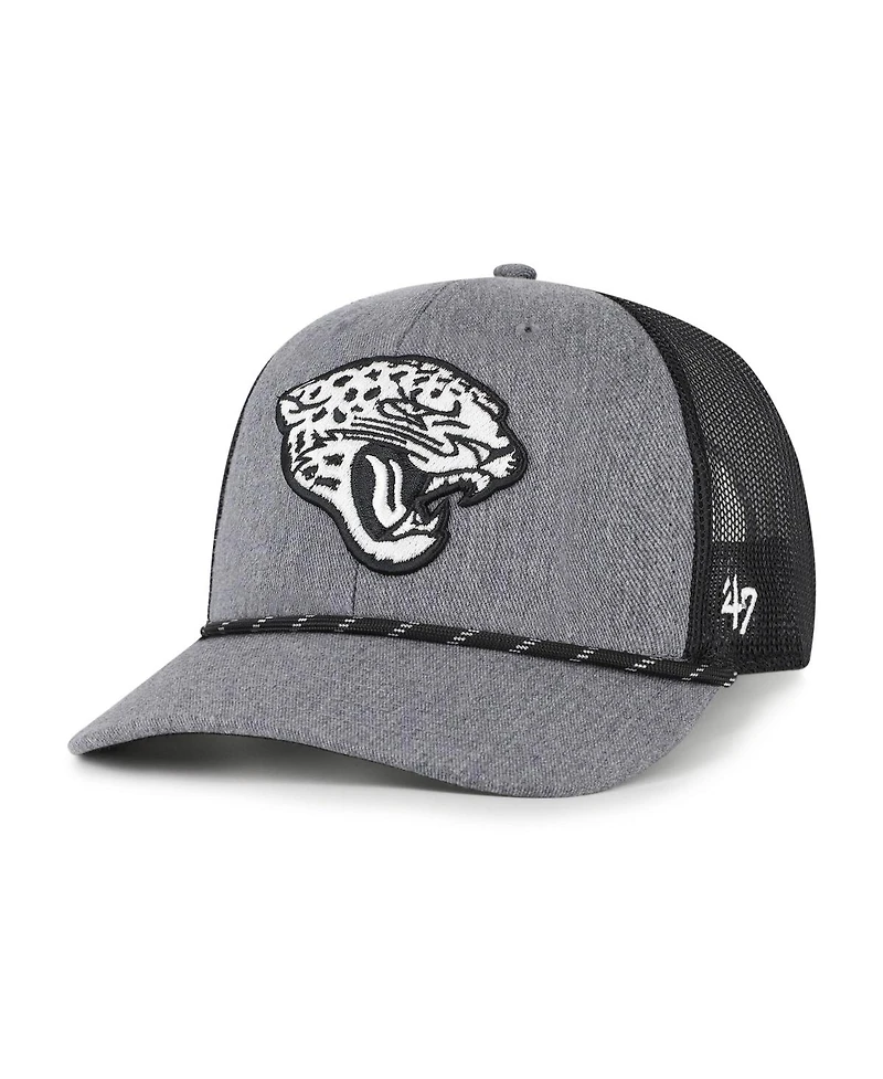 '47 Brand Men's Heather Charcoal Jacksonville Jaguars Carbon Rope Trucker Adjustable Hat