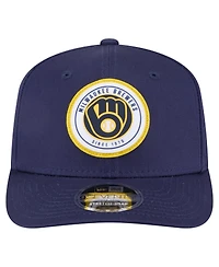 New Era Men's Navy Milwaukee Brewers Circle Patch 9SEVENTY Stretch-Snap Hat