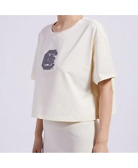 Pro Standard Women's Cream South Carolina Gamecocks Reverse French Terry Boxy Cropped T-Shirt