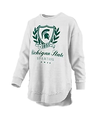 Pressbox Women's Heather Gray Michigan State Spartans Field Day Melange Poncho Pullover Sweatshirt