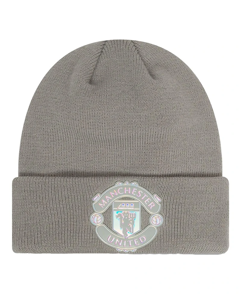 New Era Big Boys and Girls Gray Manchester United Iridescent Cuffed Knit Hat