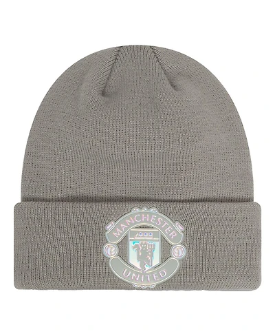 New Era Big Boys and Girls Gray Manchester United Iridescent Cuffed Knit Hat