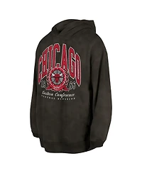 New Era Men's and Women's Charcoal Chicago Bulls Oversized Essentials Pigment Wash Fleece Pullover Hoodie