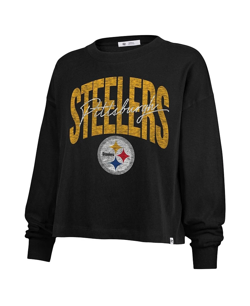 '47 Brand Women's Black Pittsburgh Steelers Plus Muse Sydney Long Sleeve T-Shirt