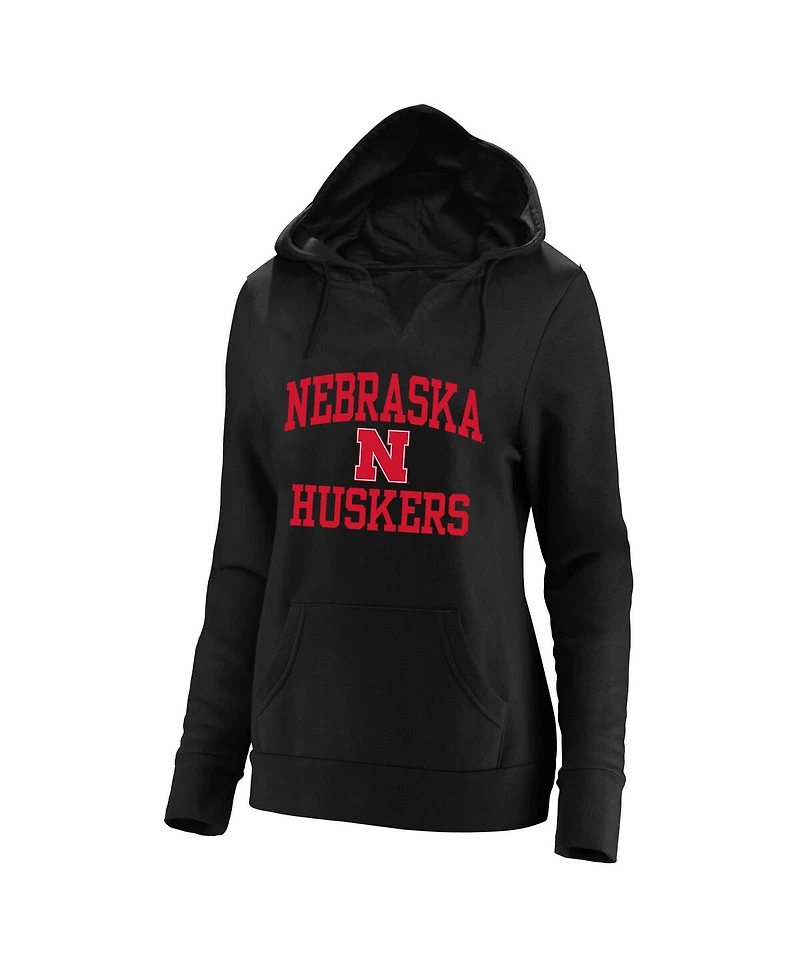 Champion Women's Black Nebraska Huskers Plus Heart Soul Notch Neck Pullover Sweatshirt