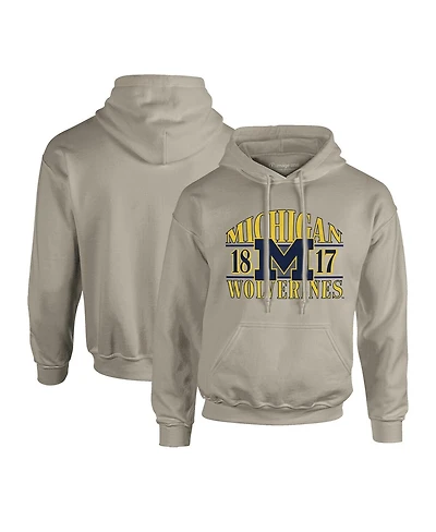 Image One Men's Tan Michigan Wolverines Upper Arch Letters Pullover Hoodie