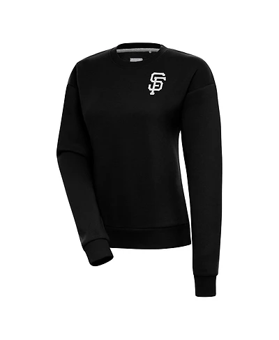 Antigua Women's Black San Francisco Giants Brushed Metallic Victory Pullover Sweatshirt