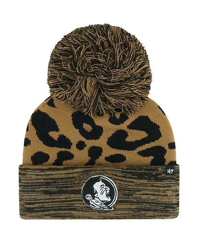 '47 Brand Women's Brown Florida State Seminoles Rosette Cuffed with Pom Knit Hat