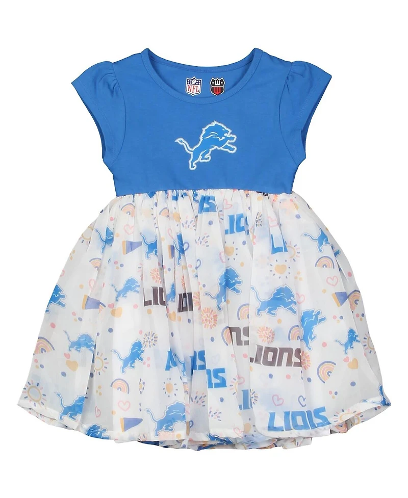 Wes & Willy Girls Toddler Blue Detroit Lions Princess Dress
