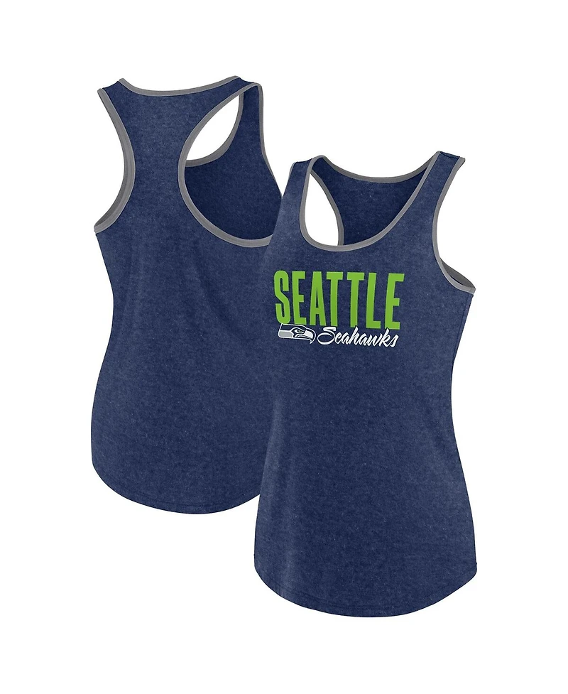 Fanatics Women's Heather College Navy Seattle Seahawks Plus Fuel Tank Top