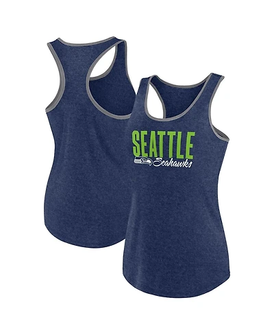Fanatics Women's Heather College Navy Seattle Seahawks Plus Fuel Tank Top