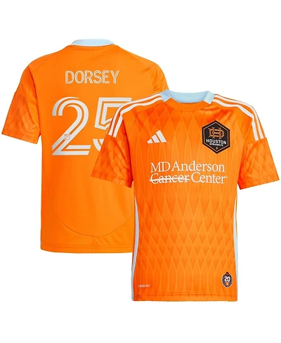 Adidas Big Boys and Girls Griffin Dorsey Orange Houston Dynamo Fc 2025 Season 20 Replica Player Jersey