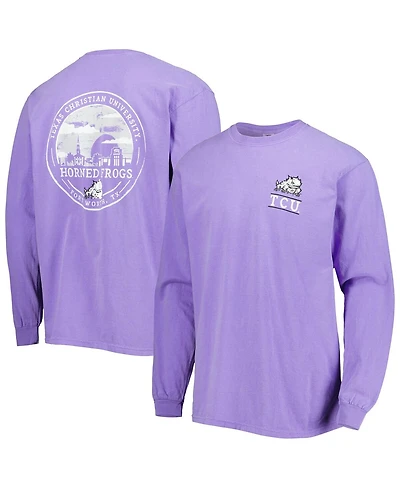 Image One Men's Purple Tcu Horned Frogs Circle Campus Scene Long Sleeve T-Shirt