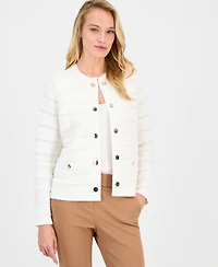 Anne Klein Women's Collarless Textured Cardigan