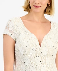Connected Women's Sequined Lace Column Gown