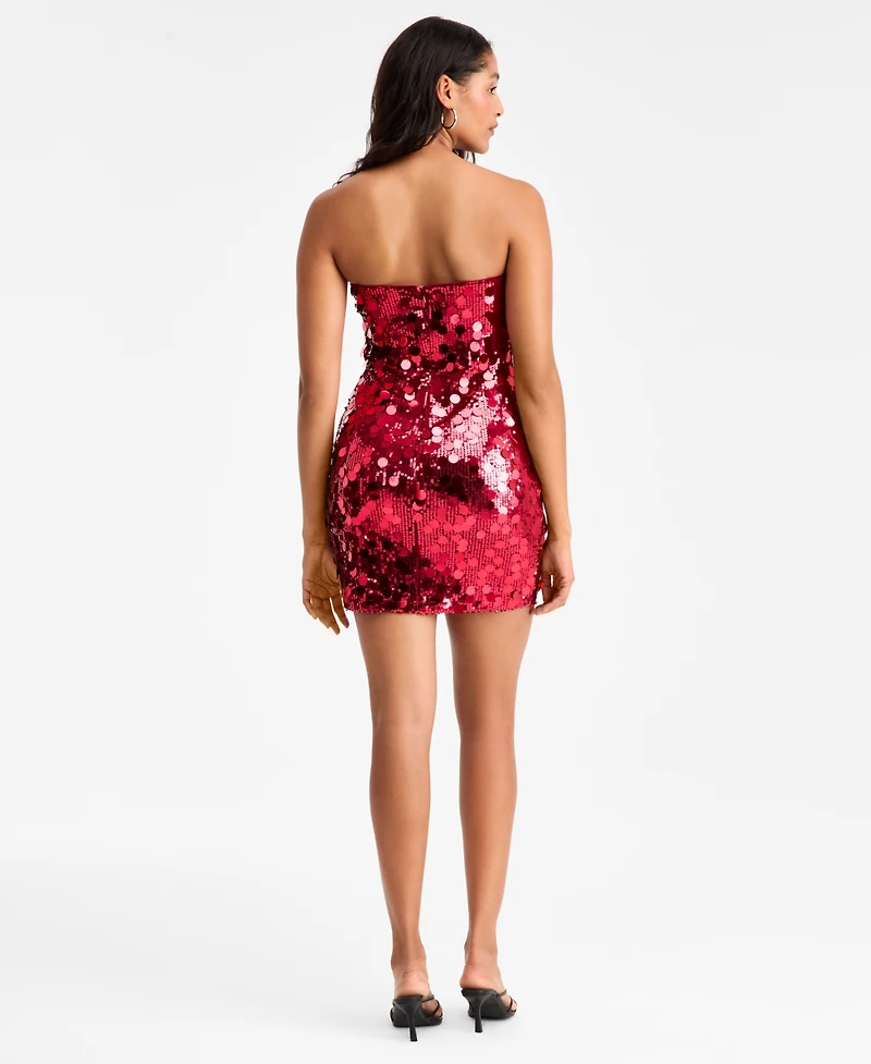 Bar Iii Women's Sequin & Paillette Strapless Mini Dress, Macy's Exclusive