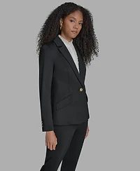 Bcbg Women's Padded Shoulder One Button Jacket