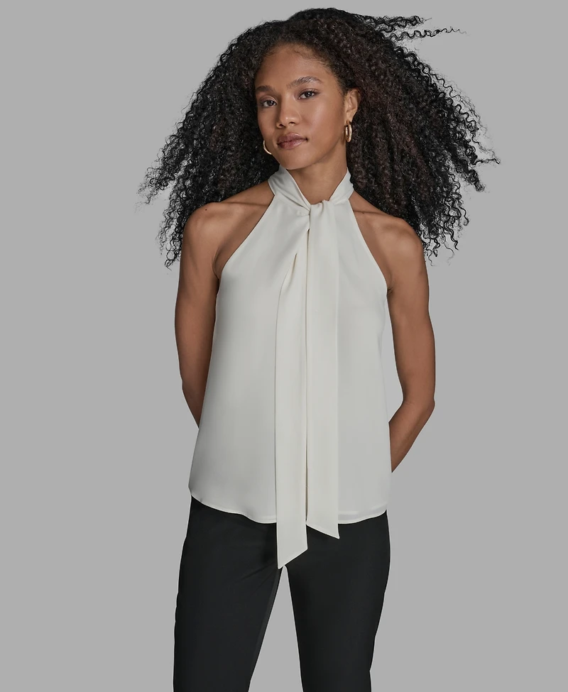 Bcbg Women's Sleeveless Tie Neck Blouse