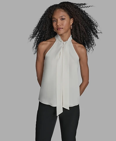 Bcbg Women's Sleeveless Tie Neck Blouse