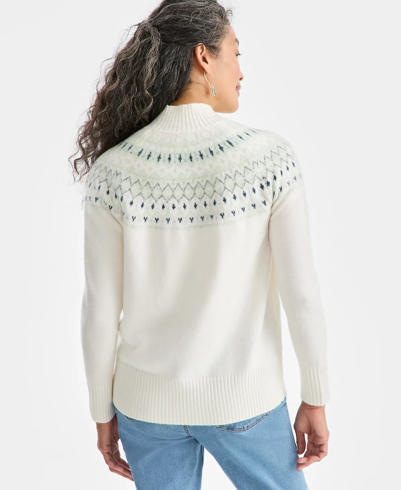 Style & Co Women's Mock-Neck Fair Isle Sweater, Macy's Exclusive