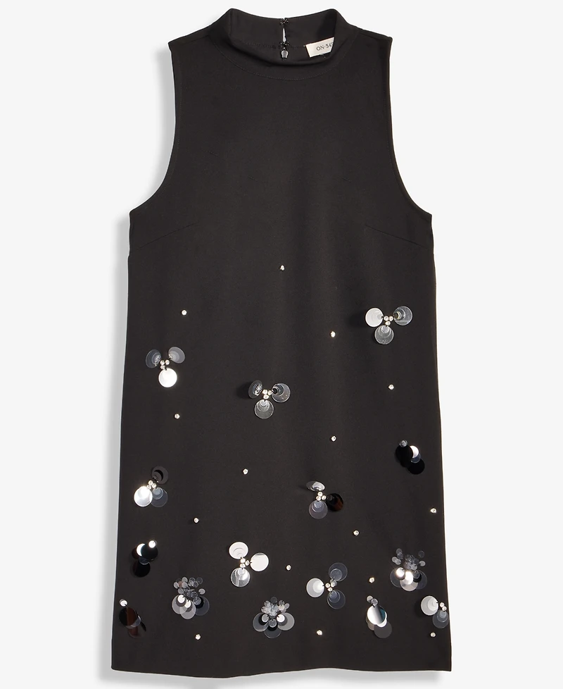 On 34th Women's Paillette Embellished Mock Neck Shift Dress, Macy's Exclusive