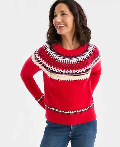 Style & Co Women's Crewneck Fair Isle Sweater, Macy's Exclusive